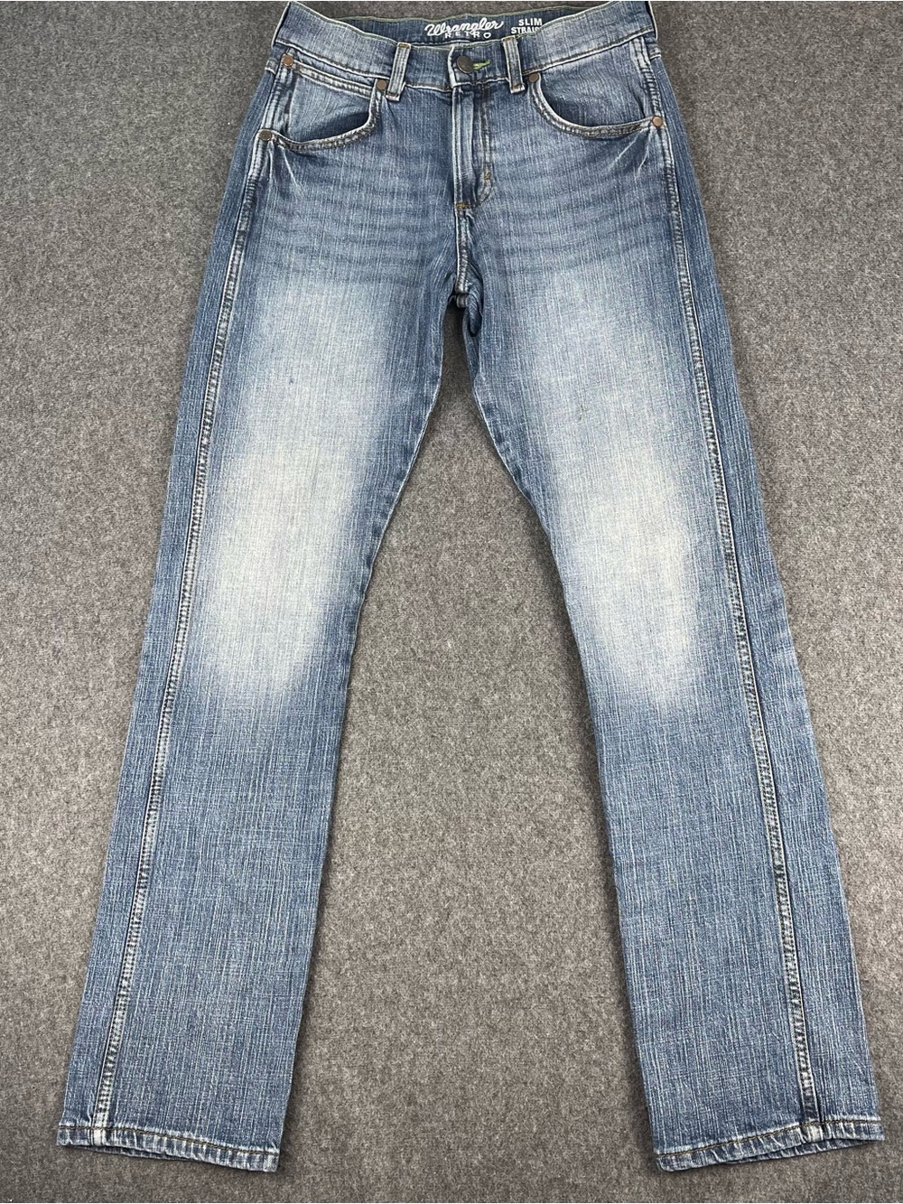 Wrangler Retro Jeans Mens 29x34 Blue Slim Fit Straight Leg Medium Wash Denim